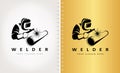 Welder welds pipe logo vector. Welded design.
